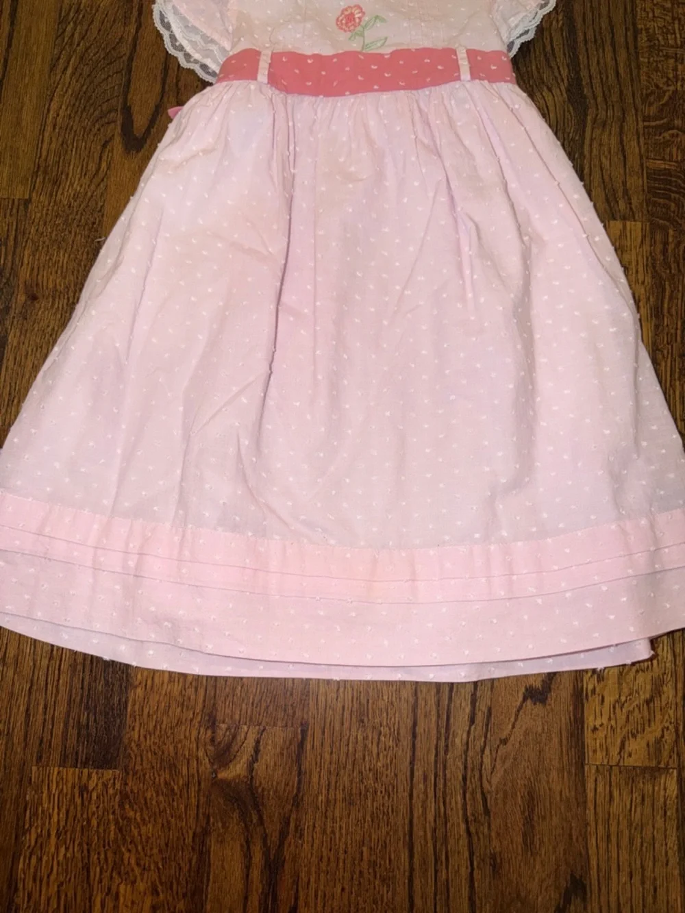 Pink Embroidered Baby Dress with Rose Detail